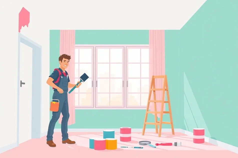 Intérieur rénové après travaux de peinture à Mions