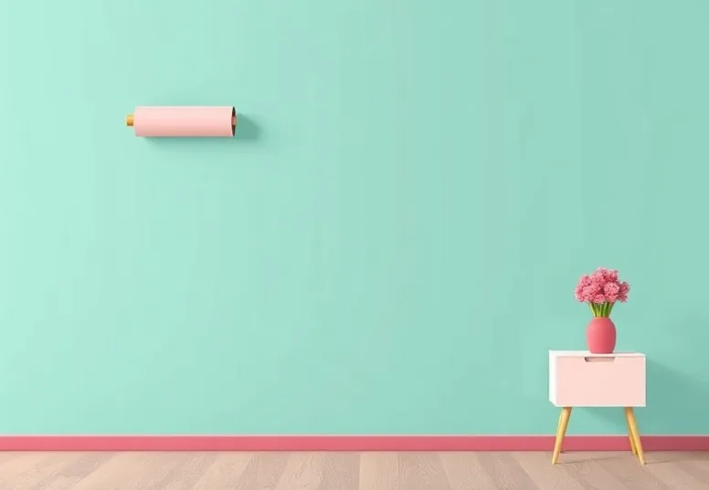 Pose de papier peint, rouleau et brosse à maroufler